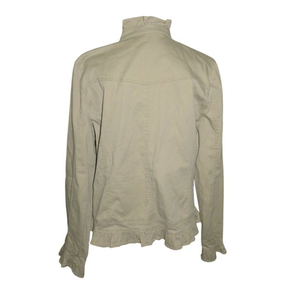 BOGO Baccini Tan Cotton & Spandex Jacket with Ruffle Trim size Large - Picture 4 of 8